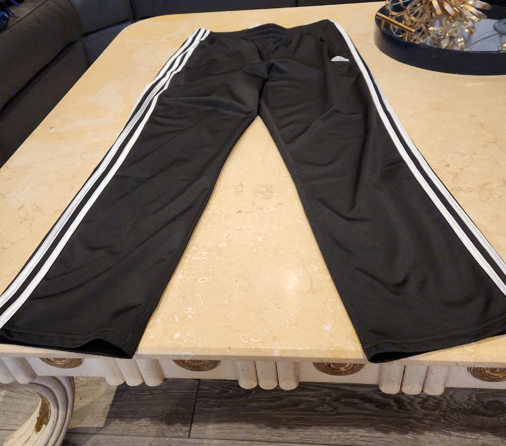 Adidas Kids Black Joggers with White Stripes